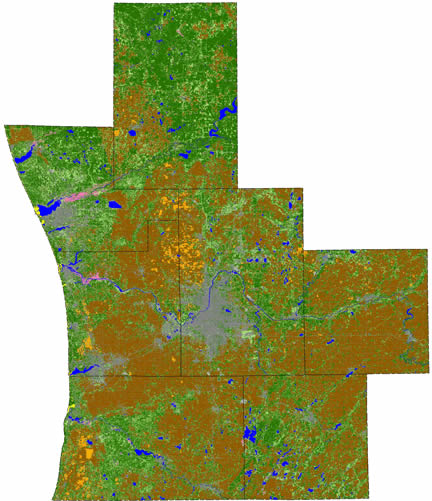 Land use of the 7 studied counties